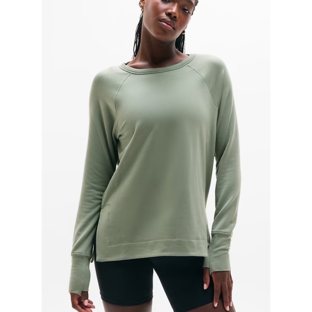 Athleta Coaster Luxe Recover Sweatshirt Sage Green 1X New‎ With Tags